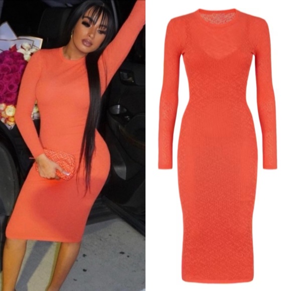 Skims x Fendi Collaboration Dress in RARE Red Orange Tone Size XS - Picture 1 of 13